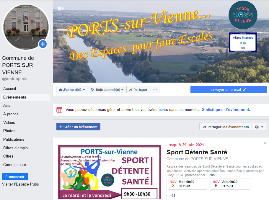 page facebook PORTS sur Vienne 25102020